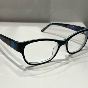 XOXO Fave Eyeglasses Women Frame 52-16-135 Black Blue Clear Marble PLUS Case